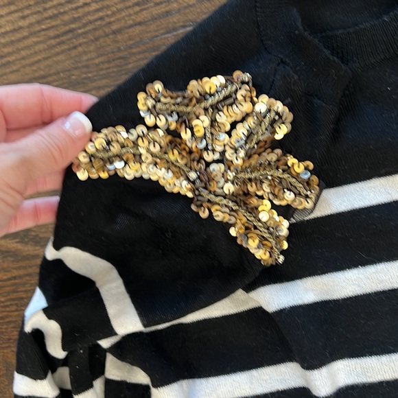 LOFT sequin shoulder striped sweater Small - Picture 3 of 4
